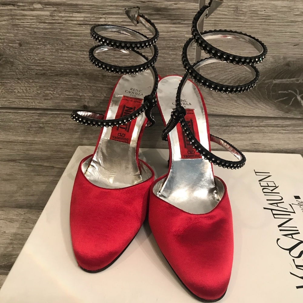 René Caovilla for Valentino Red & Black Heels, 7